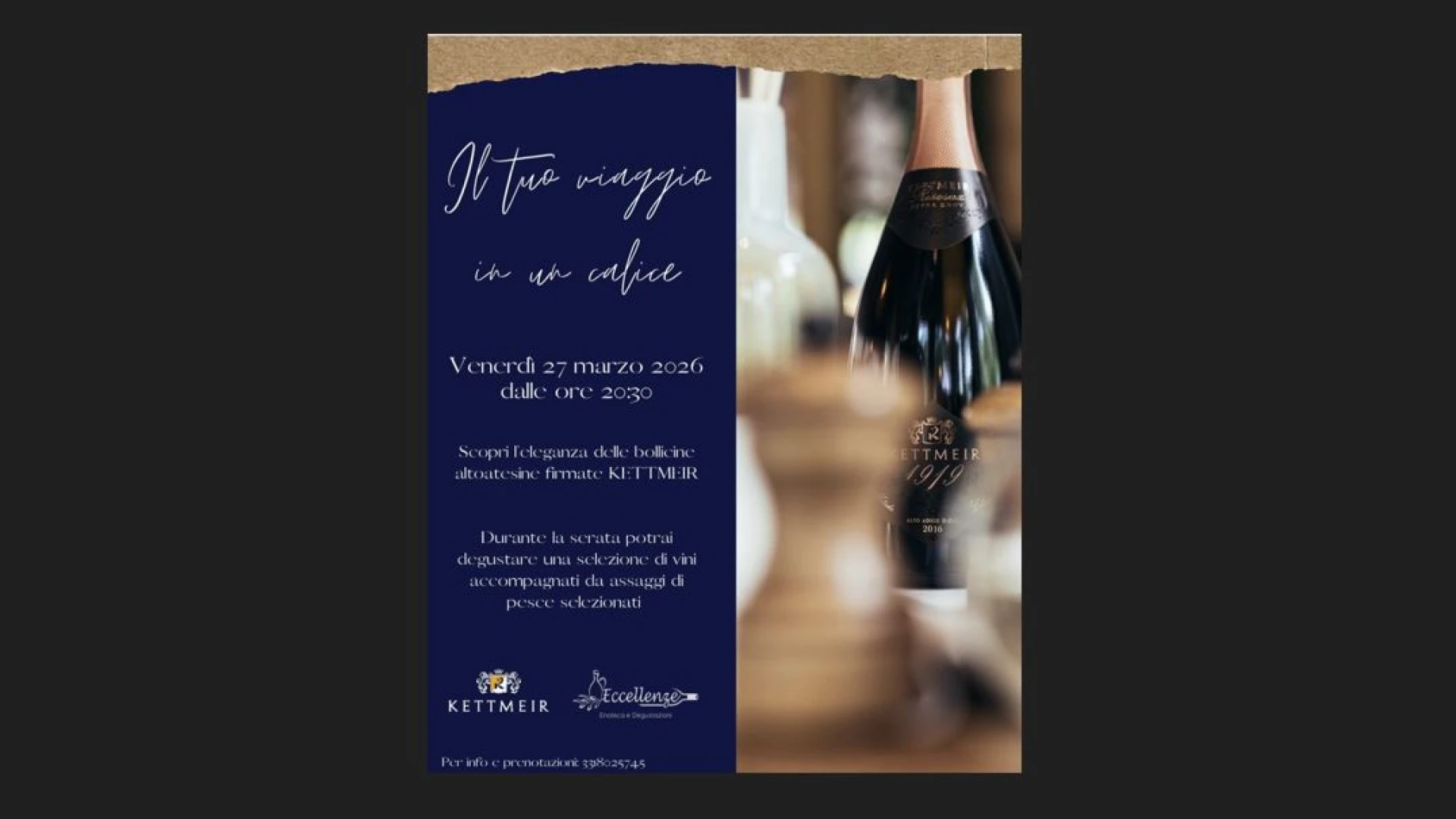 Castel Di Sangro: il tuo viaggio in un calice. Da Eccellenze enoteca e degustazione appuntamento con le bollicine firmate KETTMEIR.